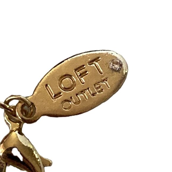 Signed LOFT Gold Tone Chain pink heart stone Bracelet preloved - Picture 2 of 6